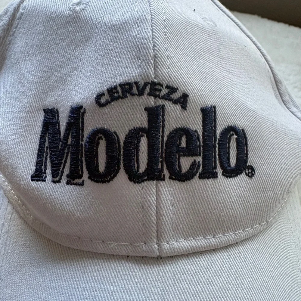 Modelo Especial Beer Baseball Cap White Embroidered Snapback Hat Adjustable
